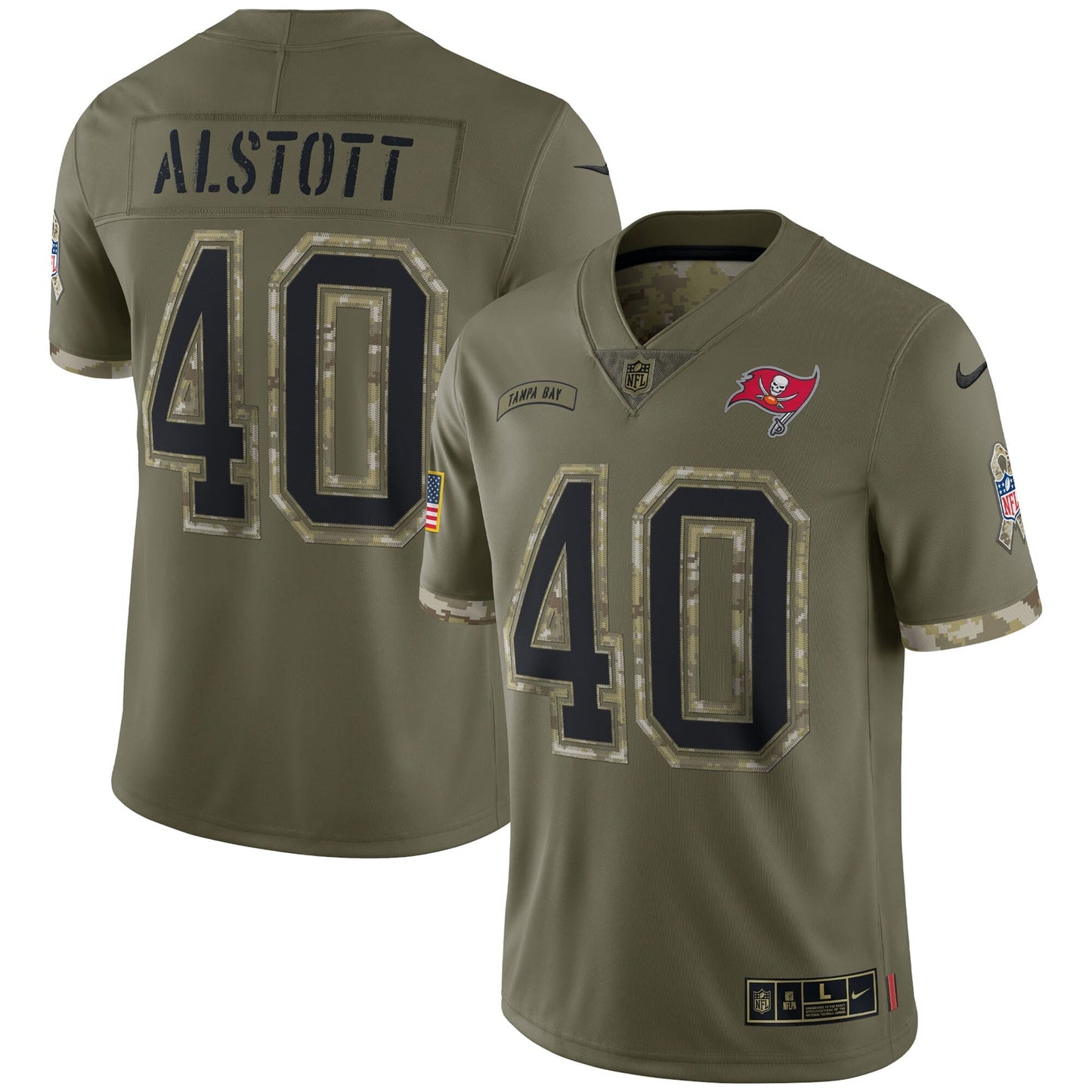 Men's Nike Mike Alstott Olive Tampa Bay Buccaneers 2022 Salute To Service Retired Player Limited Jersey