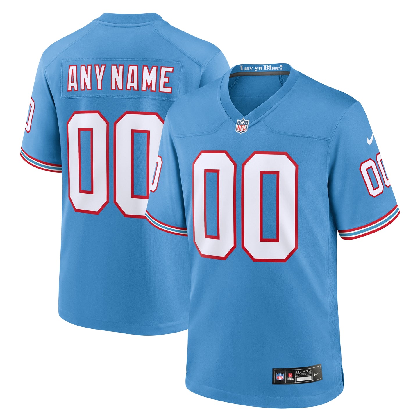 Tennessee Titans Nike Oilers Throwback Custom Game Jersey - Light Blue